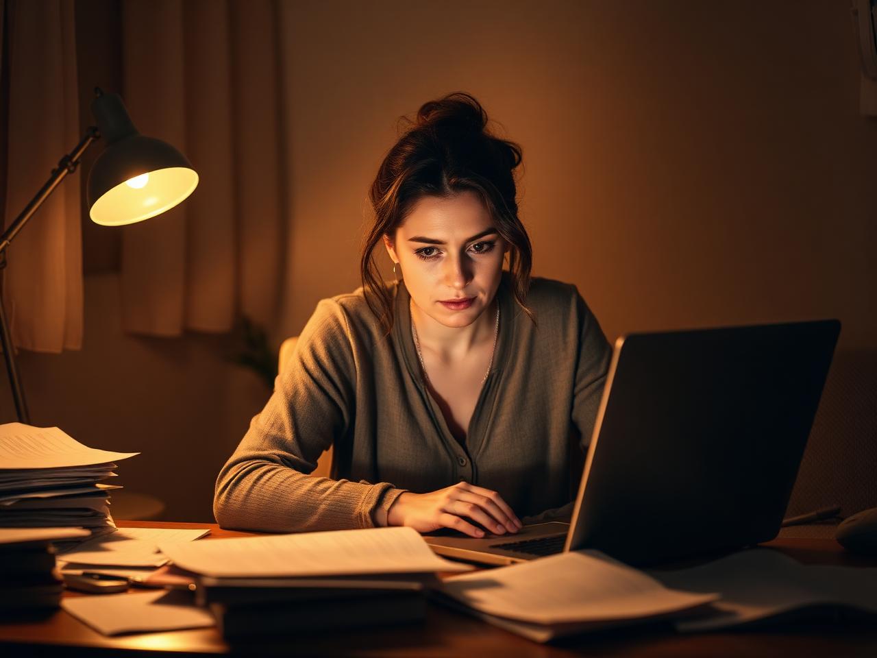 Therapist working late, overwhelmed